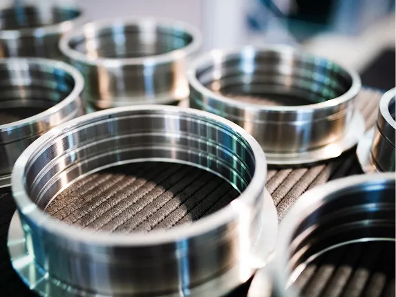 Precision formed metal components ready for inspection