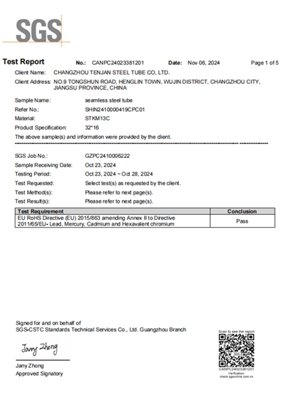 SGS RoHS test report